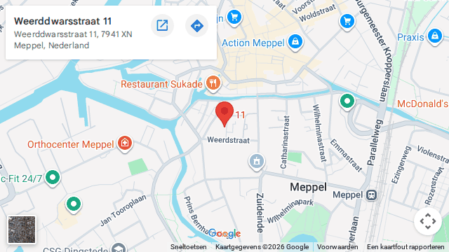 Locatie van Rijschool Westerveld op de kaart: Weerddwarsstraat 11 in Meppel
